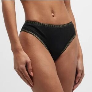PQ Platinum | Crochet Trim Scoop Bikini Bottoms Sise M Black New